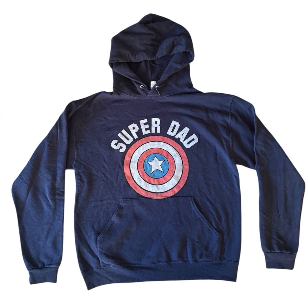 Marvel Captain America Super Dad Navy Hoodie Medium